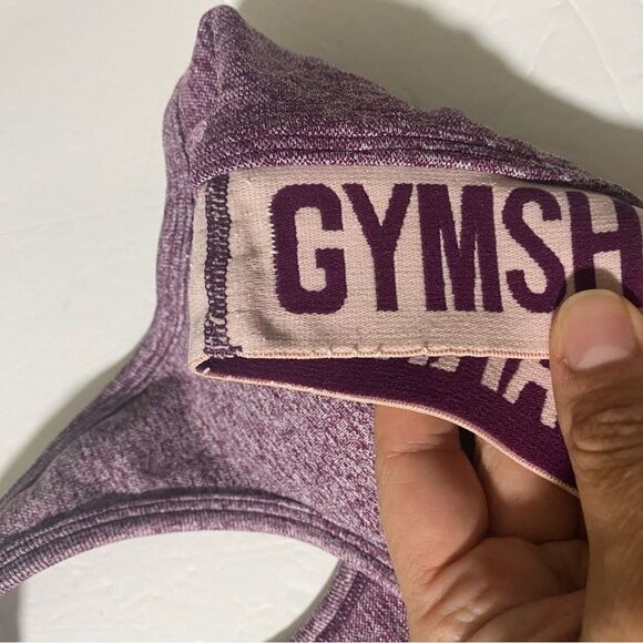 GYMSHARK Purple Space Dye Knit Racerback Sports Bra padded Size Small - Picture 6 of 8